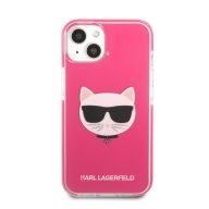   Karl Lagerfeld Choupette Head TPE szilikon hátlap tok Apple iPhone 13, rózsaszín