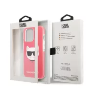   Karl Lagerfeld Choupette Head TPE szilikon hátlap tok Apple iPhone 13 Pro, rózsaszín