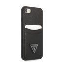 Guess Saffiano Double Card Apple iPhone SE 2022/2020/8/7 bőr hátlap tok, fekete