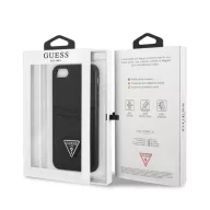   Guess Saffiano Double Card Apple iPhone SE 2022/2020/8/7 bőr hátlap tok, fekete