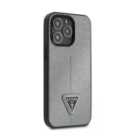   Guess Saffiano Triangle Apple iPhone 13 Pro hátlap tok, ezüst