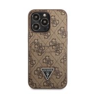   Guess 4G Saffiano Double Card Apple iPhone 13 Pro bőr hátlap tok, barna