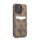 Guess 4G Saffiano Double Card Apple iPhone 13 Pro bőr hátlap tok, barna