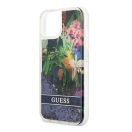 Guess Liquid Glitter Flower Apple iPhone 13 mini hátlap tok, kék