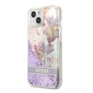 Guess Liquid Glitter Flower Apple iPhone 13 mini hátlap tok, lila