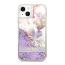 Guess Liquid Glitter Flower Apple iPhone 13 mini hátlap tok, lila