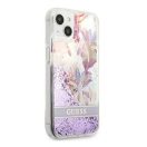 Guess Liquid Glitter Flower Apple iPhone 13 mini hátlap tok, lila