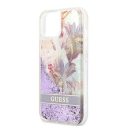 Guess Liquid Glitter Flower Apple iPhone 13 mini hátlap tok, lila