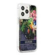   Guess Liquid Glitter Flower Apple iPhone 13 Pro hátlap tok, kék