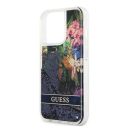Guess Liquid Glitter Flower Apple iPhone 13 Pro hátlap tok, kék