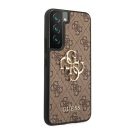 Guess PU 4G Metal Logo Samsung Galaxy S22 hátlap tok, barna