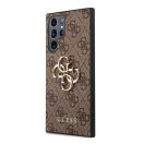 Guess PU 4G Metal Logo Samsung Galaxy S22 Ultra hátlap tok, barna