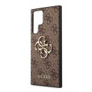 Guess PU 4G Metal Logo Samsung Galaxy S22 Ultra hátlap tok, barna