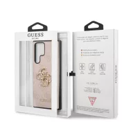   Guess PU 4G Metal Logo Samsung Galaxy S22 Ultra hátlap tok, rózsaszín