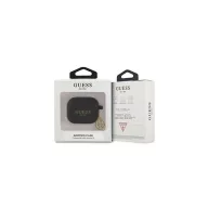 Guess 4G Charms Silicone Apple Airpods tok, fekete
