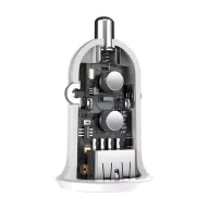   Baseus Grain Pro autós szivargyújtó gyorstöltő adapter 2xUSB, 24W, fehér