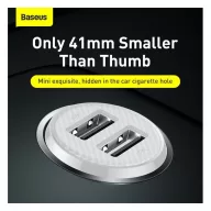  Baseus Grain Pro autós szivargyújtó gyorstöltő adapter 2xUSB, 24W, fehér