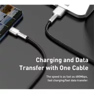  Baseus Cafule USB-C gyorstöltő töltő- és adatkábel, 0,25m, fekete