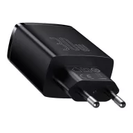   Baseus Compact gyorstöltő adapter 30W USB-C + 2XUSB-A, fekete