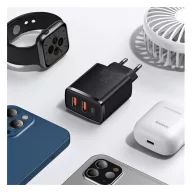   Baseus Compact gyorstöltő adapter 30W USB-C + 2XUSB-A, fekete