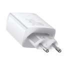 Baseus Compact gyorstöltő adapter 30W USB-C + 2XUSB-A, fehér