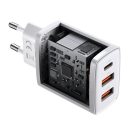 Baseus Compact gyorstöltő adapter 30W USB-C + 2XUSB-A, fehér