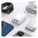 Baseus Compact gyorstöltő adapter 30W USB-C + 2XUSB-A, fehér
