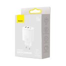 Baseus Compact gyorstöltő adapter 30W USB-C + 2XUSB-A, fehér