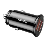   Baseus Circular autós szivargyújtó gyorstöltő, 2xUSB, 30W, fekete