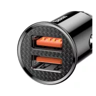   Baseus Circular autós szivargyújtó gyorstöltő, 2xUSB, 30W, fekete