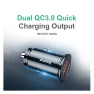   Baseus Circular autós szivargyújtó gyorstöltő, 2xUSB, 30W, fekete