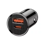   Baseus Circular autós szivargyújtó gyorstöltő, USB-C + USB, 30W, fekete
