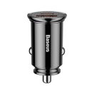 Baseus Circular autós szivargyújtó gyorstöltő, USB-C + USB, 30W, fekete