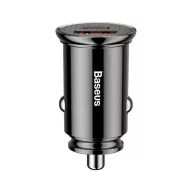   Baseus Circular autós szivargyújtó gyorstöltő, USB-C + USB, 30W, fekete