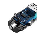 Baseus Circular autós szivargyújtó gyorstöltő, USB-C + USB, 30W, fekete