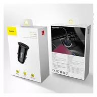   Baseus Circular autós szivargyújtó gyorstöltő, USB-C + USB, 30W, fekete