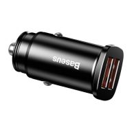   Baseus Square autós szivargyújtó gyorstöltő, 2xUSB, 30W, fekete