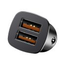 Baseus Square autós szivargyújtó gyorstöltő, 2xUSB, 30W, fekete