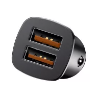   Baseus Square autós szivargyújtó gyorstöltő, 2xUSB, 30W, fekete