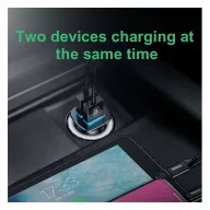   Baseus Square autós szivargyújtó gyorstöltő, 2xUSB, 30W, fekete
