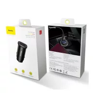   Baseus Square autós szivargyújtó gyorstöltő, 2xUSB, 30W, fekete