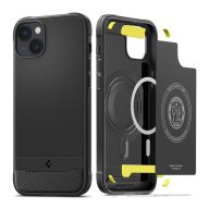   Spigen Rugged Armor Mag Apple iPhone 14 tok, Matte Black Magsafe, fekete