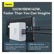   Baseus Dynamic USB / USB-C gyorstöltő töltő- és adatkábel, 100W, 1m, szürke