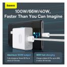 Baseus Dynamic USB / USB-C gyorstöltő töltő- és adatkábel, 100W, 1m, fehér