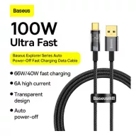   Baseus Dynamic USB / USB-C gyorstöltő töltő- és adatkábel, 100W, 1m, fekete