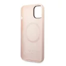 Guess Silicone Metal Logo MagSafe Apple iPhone 14 Plus hátlap tok, rózsaszín