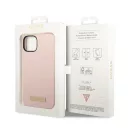 Guess Silicone Metal Logo MagSafe Apple iPhone 14 Plus hátlap tok, rózsaszín