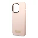 Guess Silicone Metal Logo MagSafe Apple iPhone 14 Pro Max hátlap tok, rózsaszín