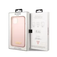   Guess Silicone Metal Logo MagSafe Apple iPhone 13 hátlap tok, rózsaszín