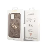Guess PU 4G Metal Logo Apple iPhone 14 hátlap tok, barna